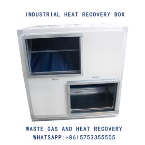 Industrial heat recovery box, waste gas and heat recovery, gas to gas heat exchanger